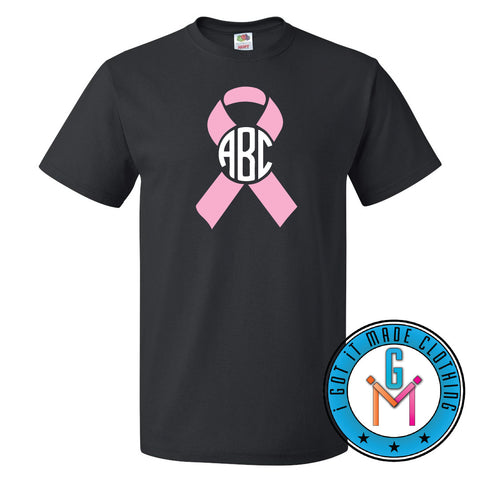 Breast Cancer Awareness Ribbon + Monogram (2 color)