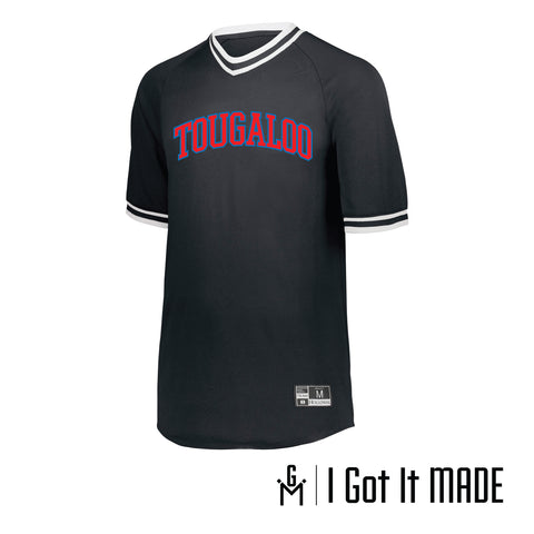 Tougaloo College Retro V-neck Baseball Jersey (Black Edtion)